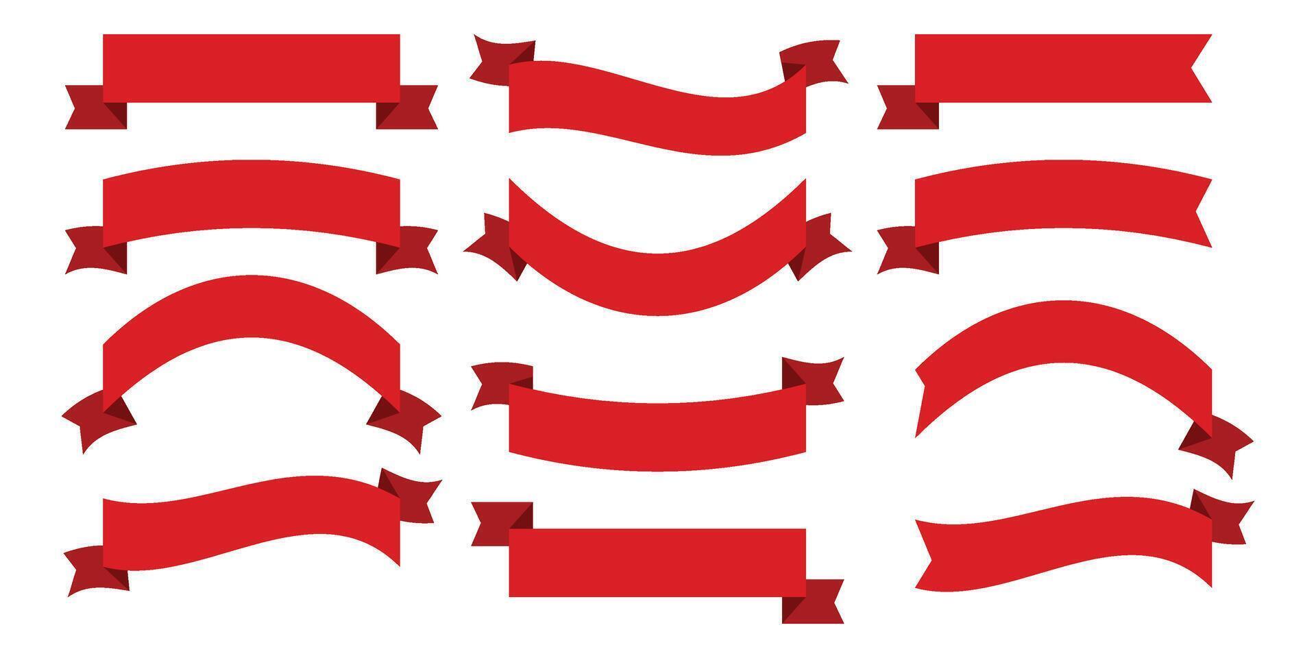 Ribbon banner set. Simple red ribbon vector