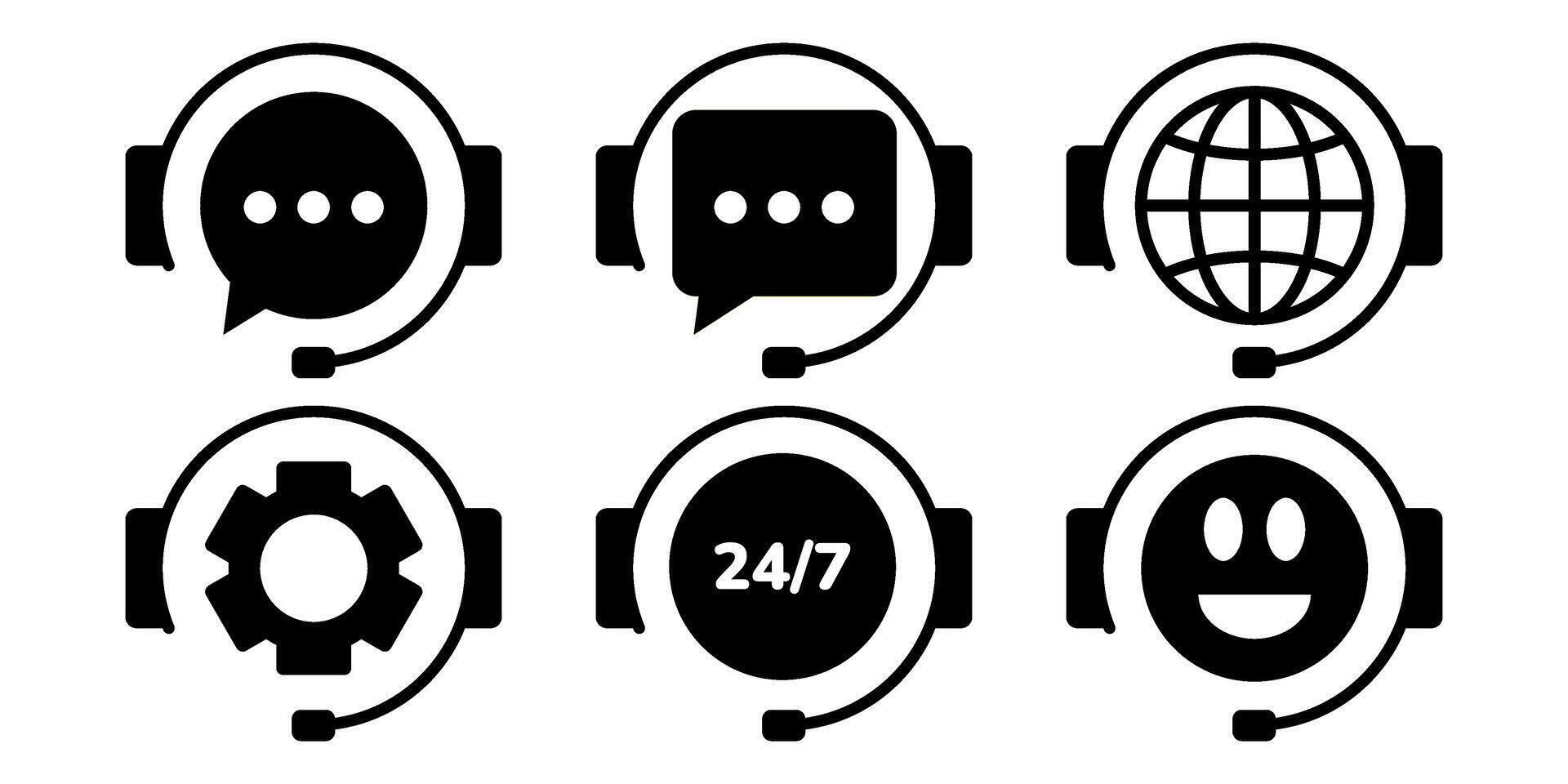 Call center service icon collection vector