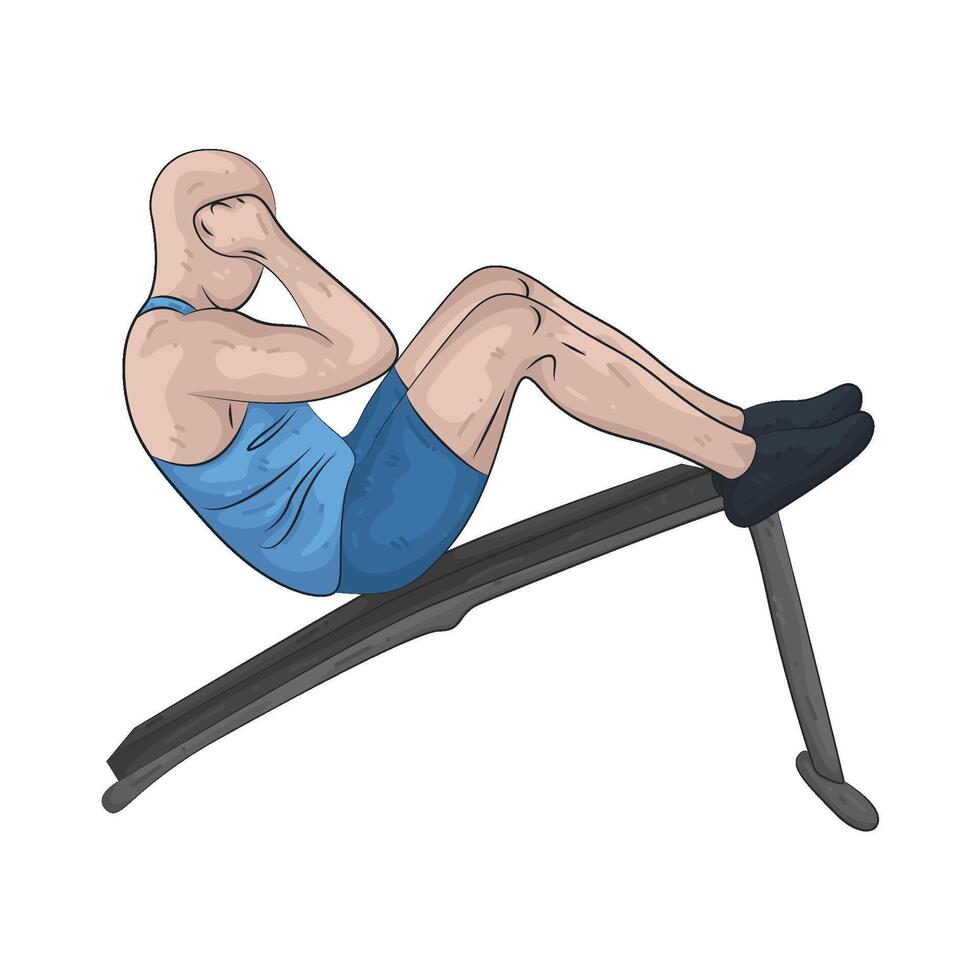 Illustration of Bench sit up vector