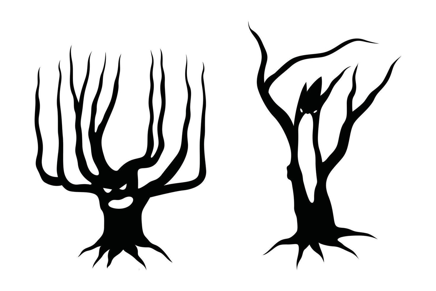 Creepy Tree Halloween Silhouette Design vector