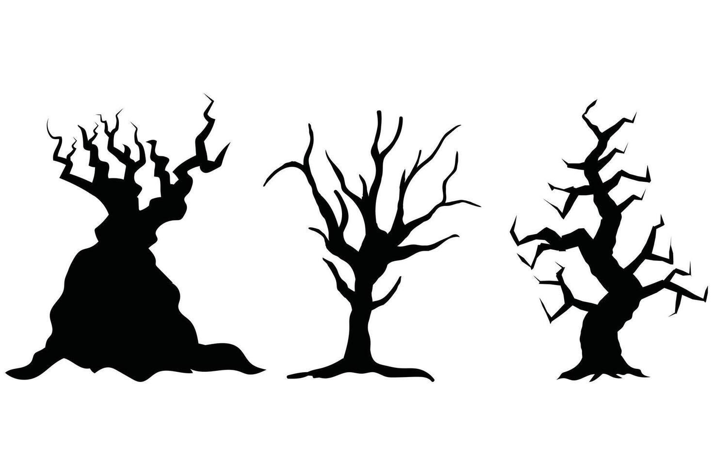 Spooky Cartoon Halloween Tree Silhouette vector