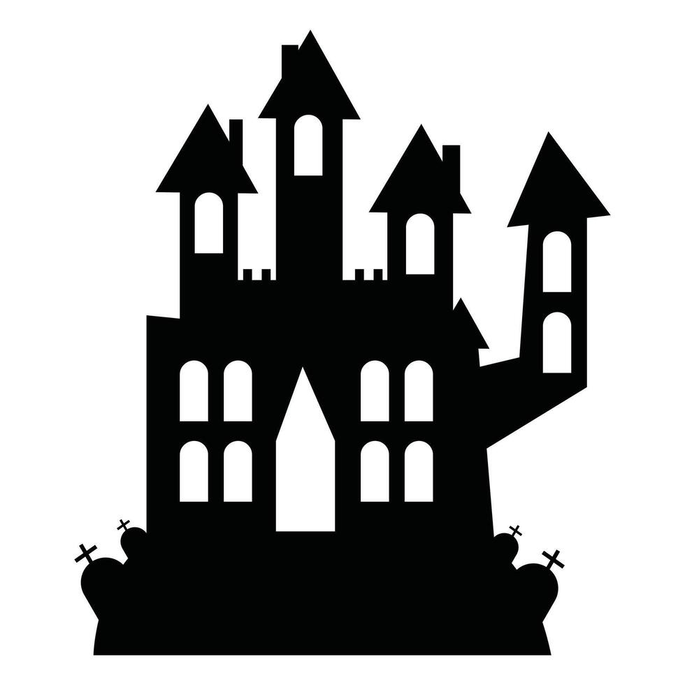 Haunted House Silhouette Icon for Halloween Theme vector