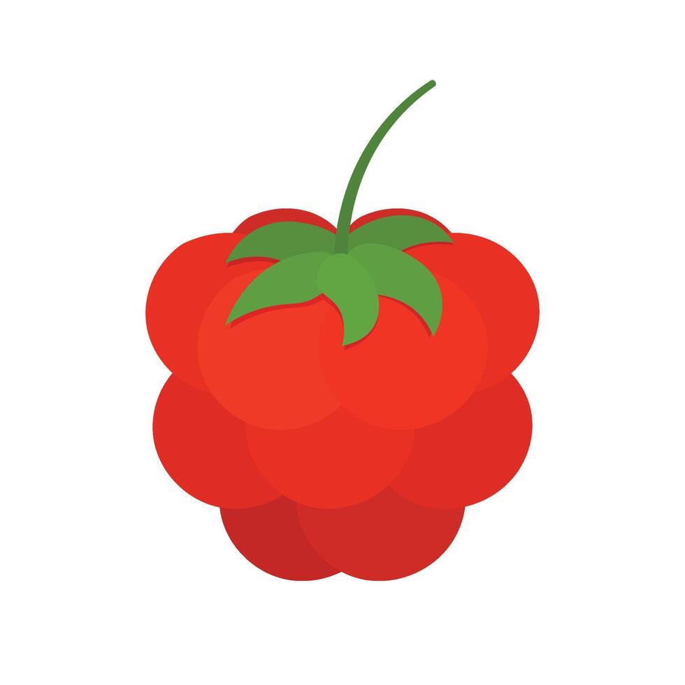 Fresh Raspberry with Leaves Icon clipart illustration in cartoon animation fruit and vegetable vector