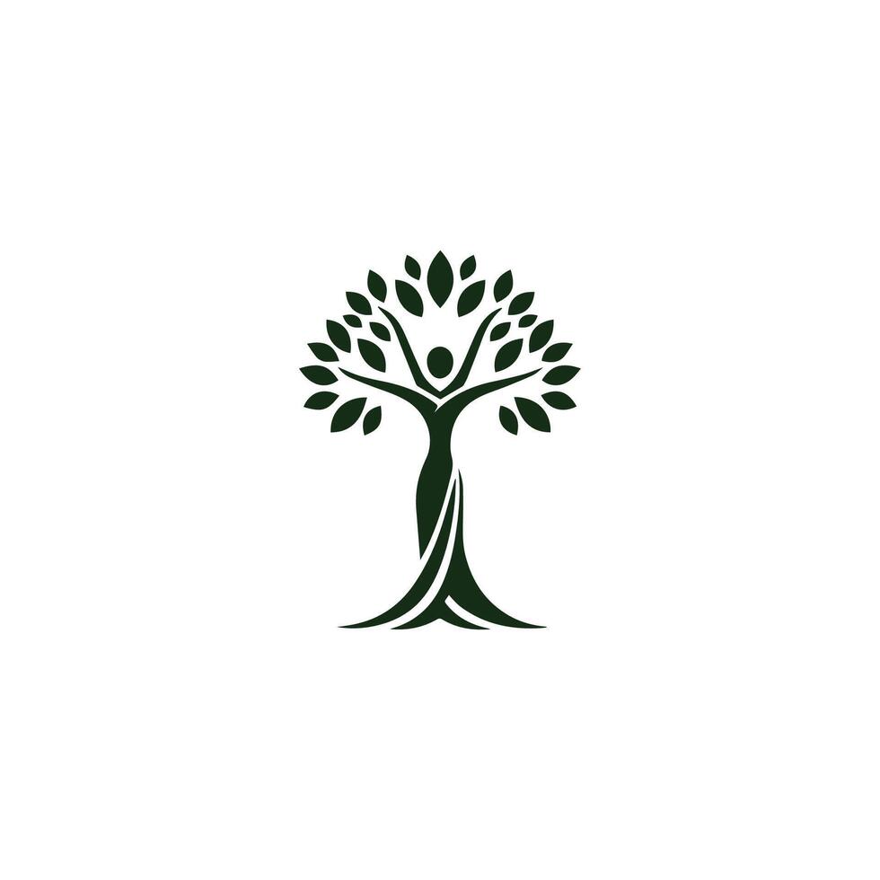 a tree logo with a green leaf on it vector