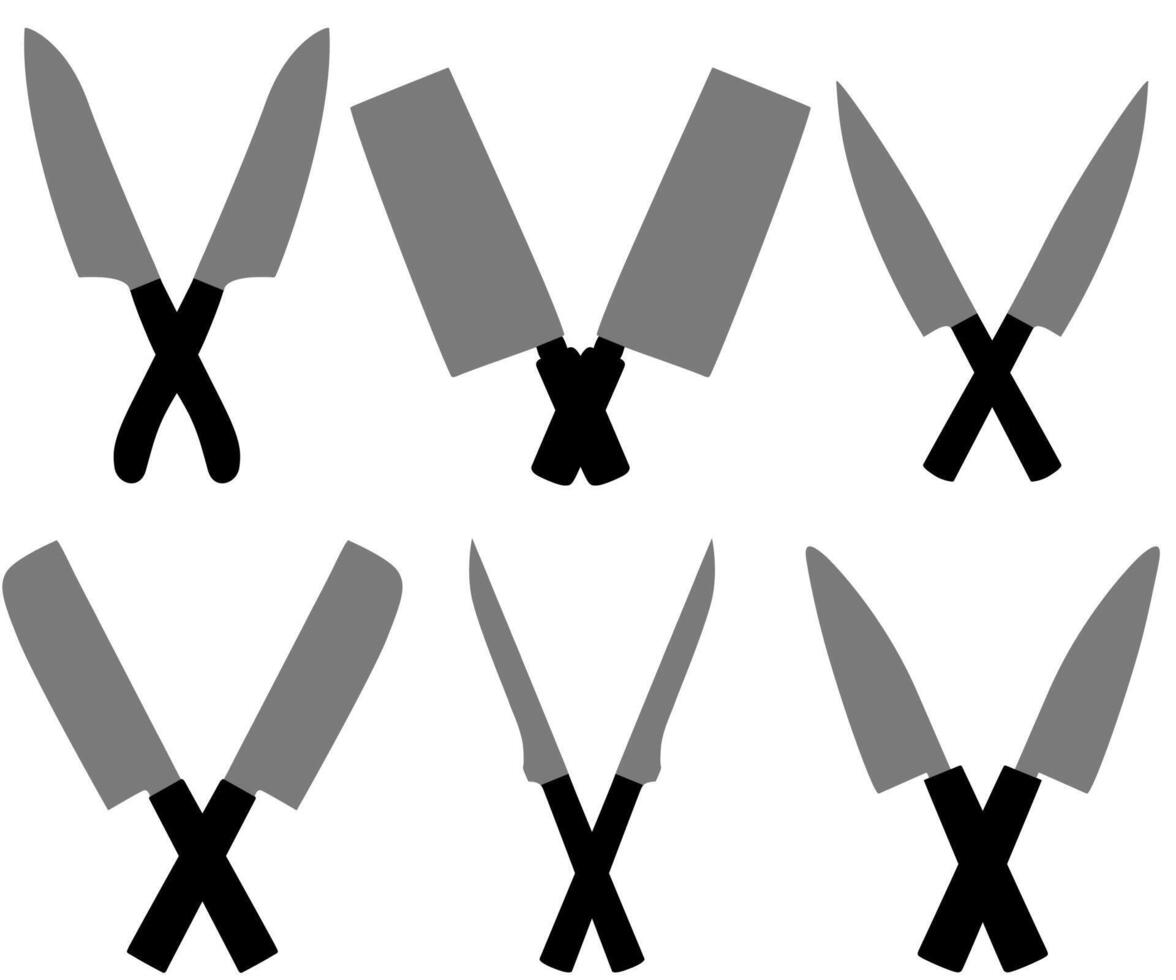 set collections crossed knives icon. sharp knife symbol design illustration vector