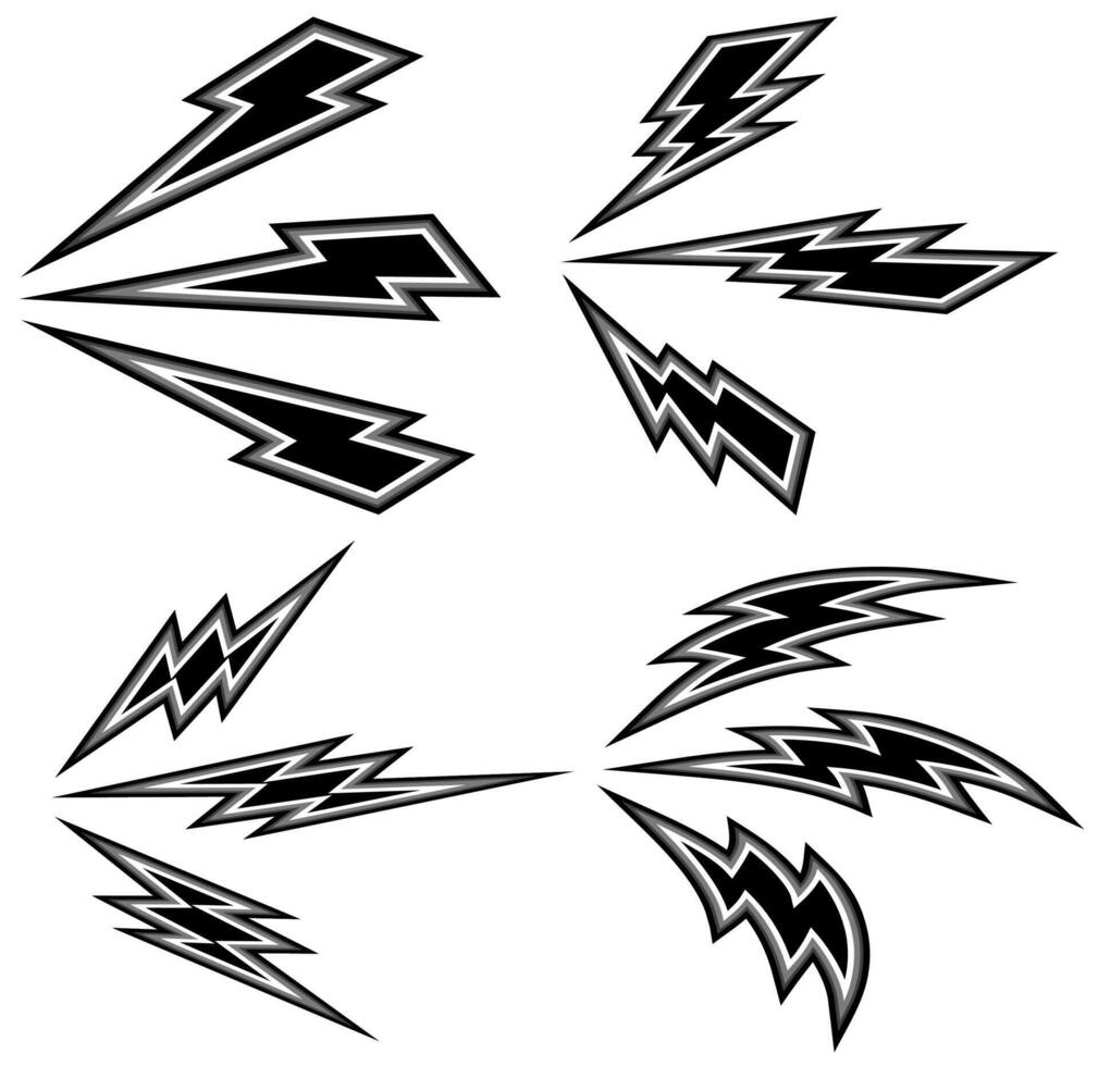 set lightning loud sound icon. Loudspeaker thunderbolts. powerful storm symbol design illustration vector