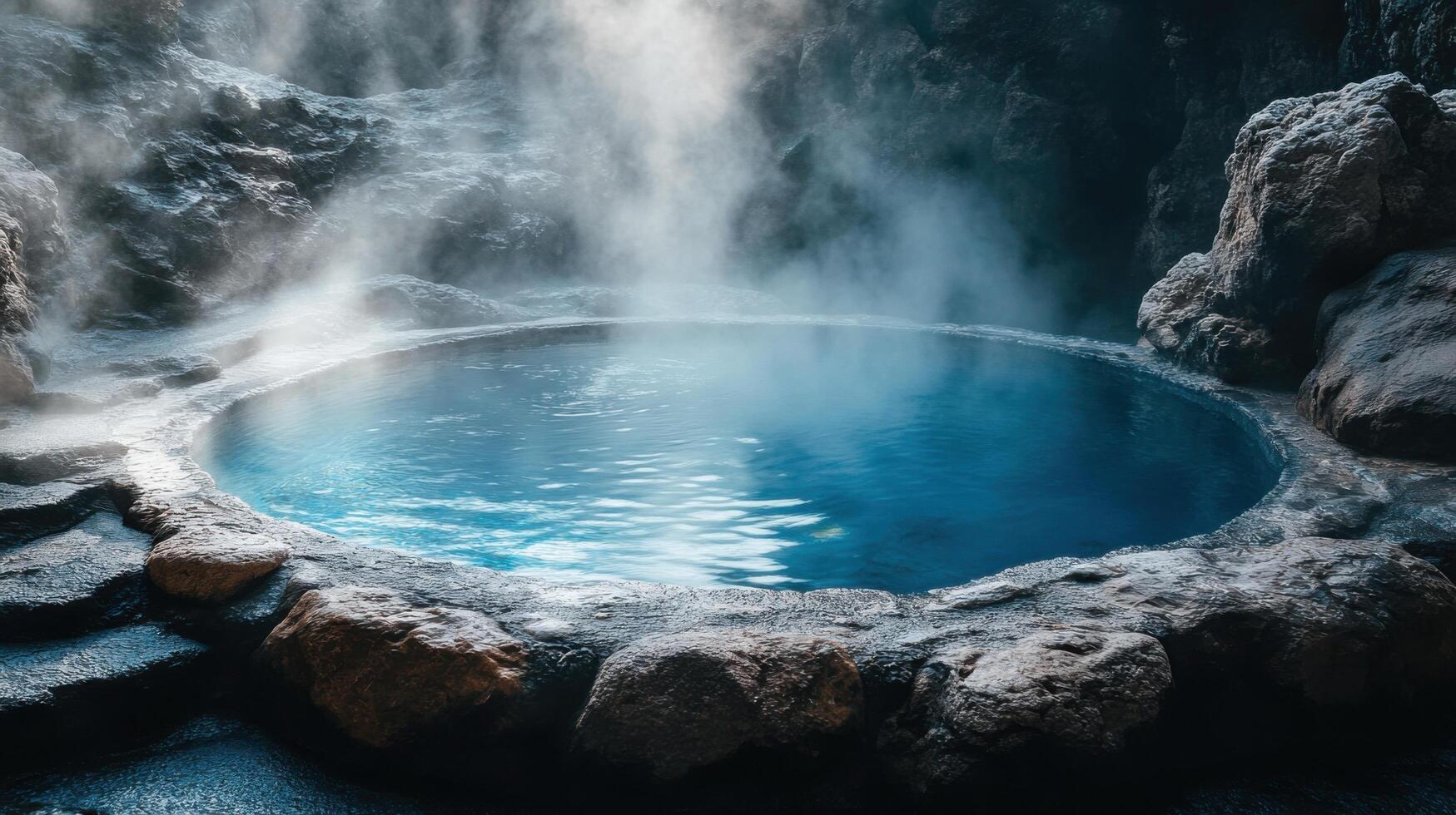 Geothermal Bath with Rock Formations photo
