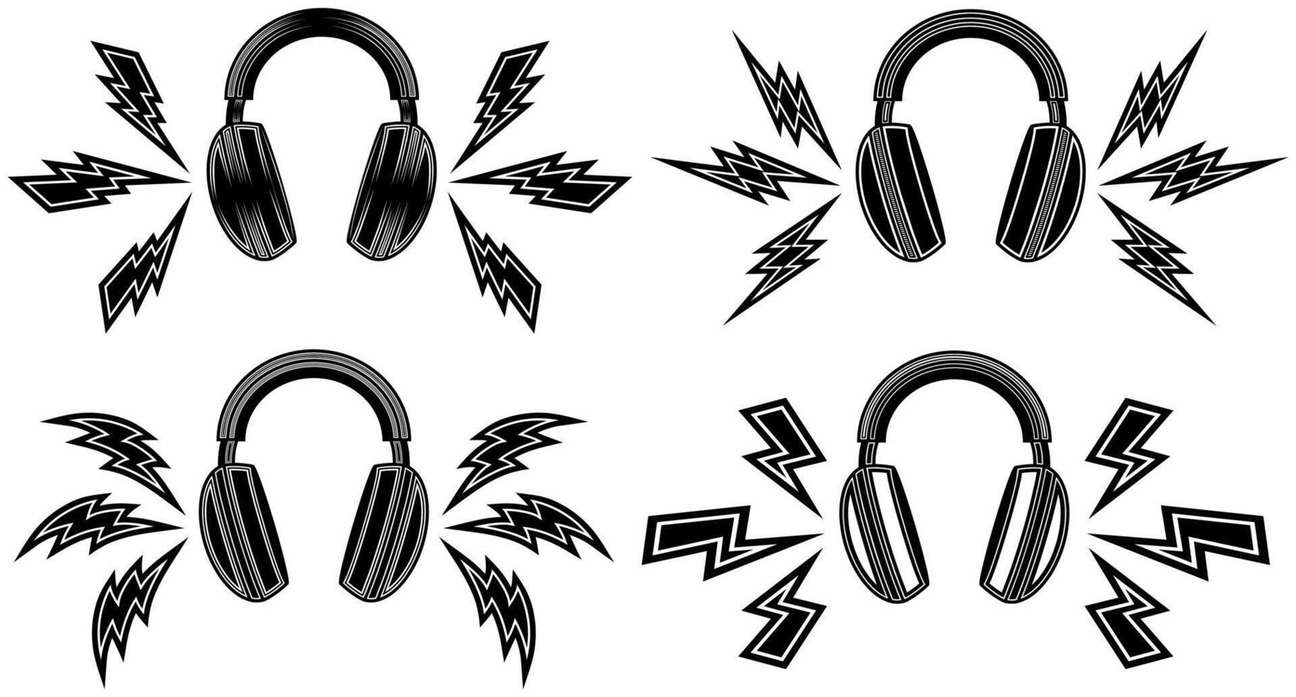 set collections portable powerful headphone icon symbol. headset loud audio design illustration vector