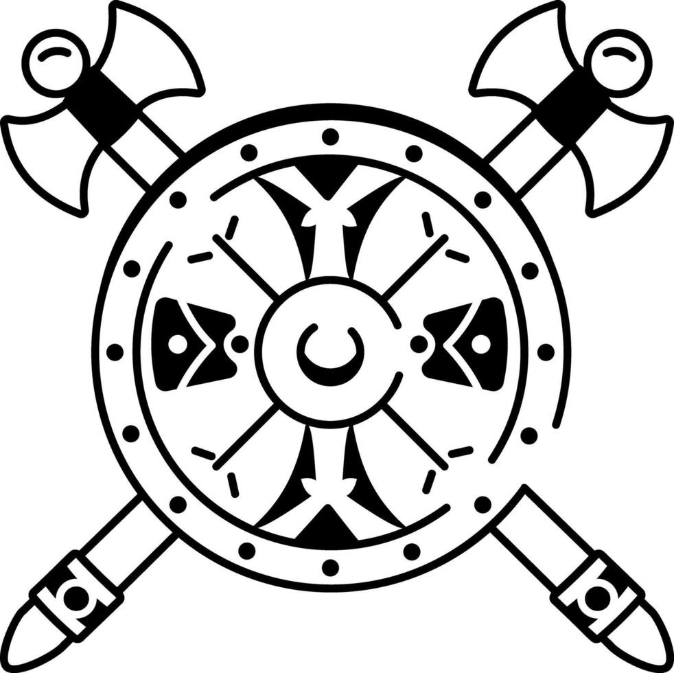 A hand drawn style icon of warrior shield tattoo vector
