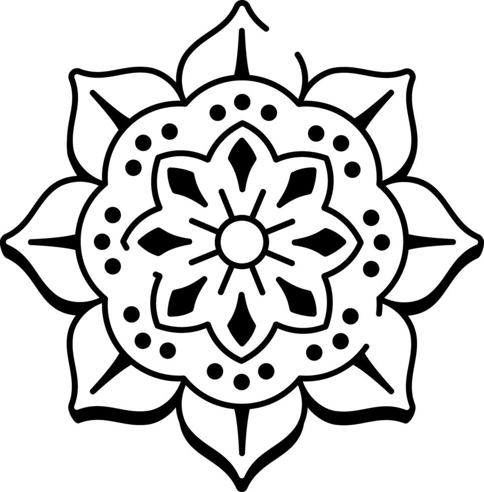 A hand drawn style icon of dotwork mandala tattoo vector