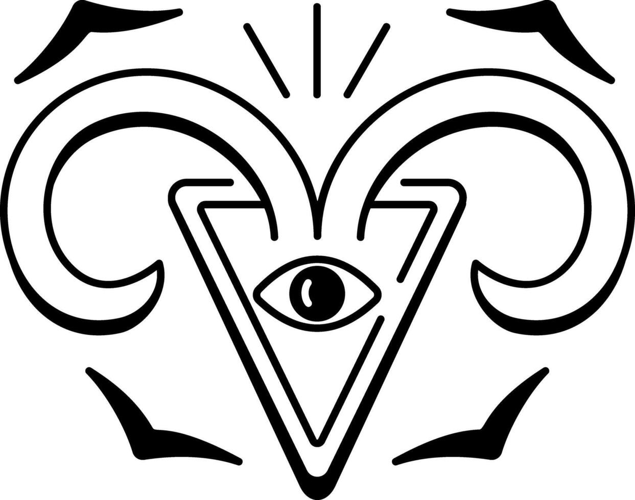 A hand drawn style icon of demon eye tattoo vector