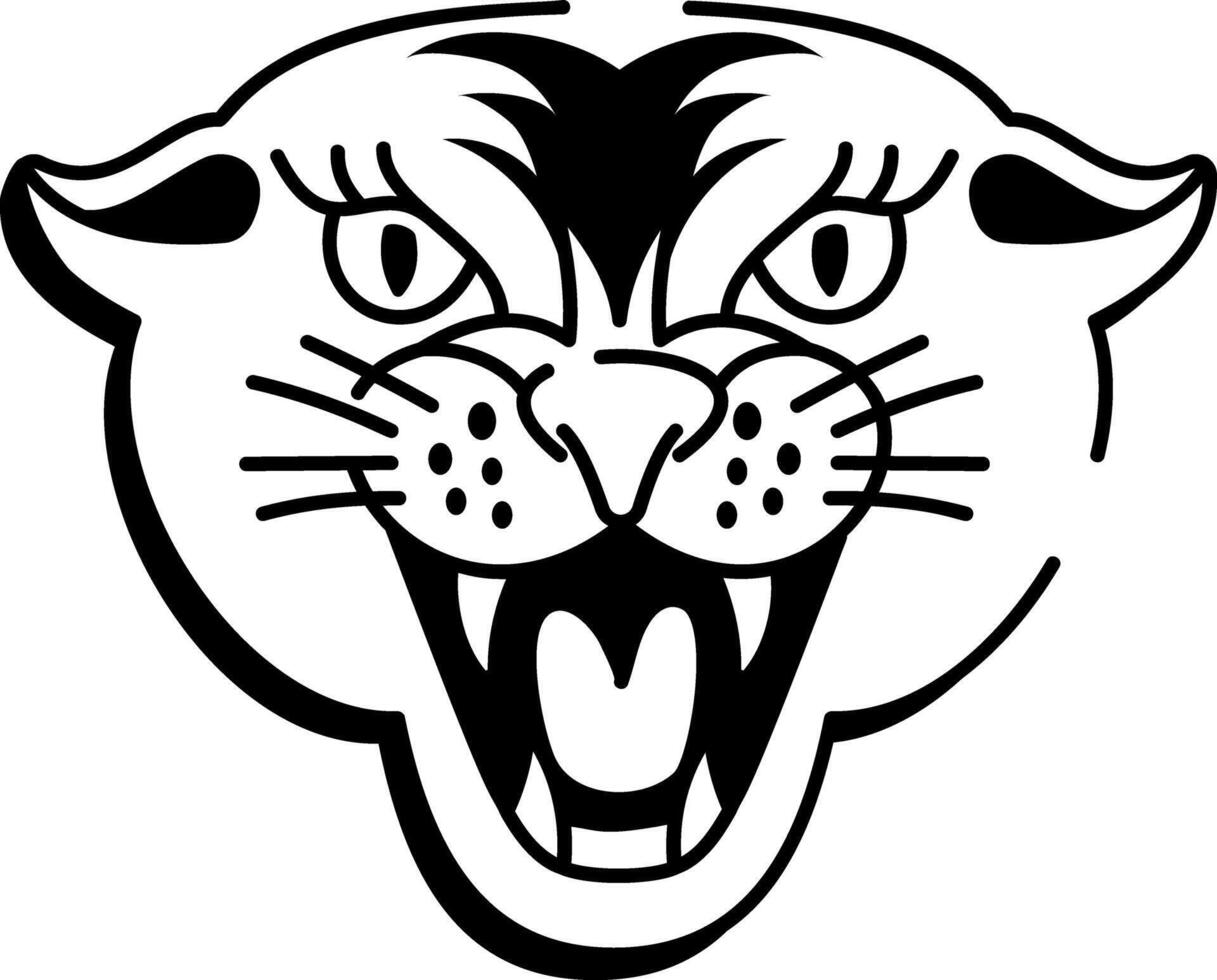 A hand drawn style icon of panther head tattoo vector