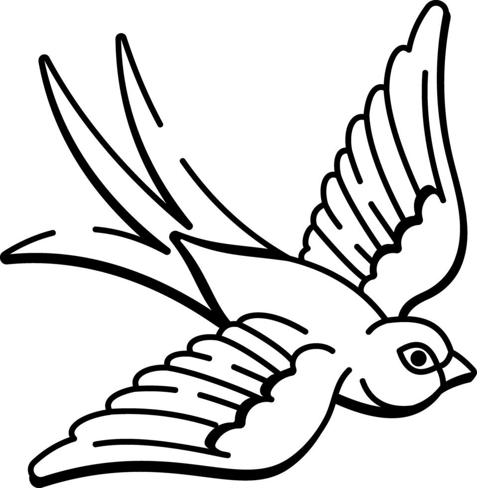 A hand drawn style icon of swallow tattoo vector
