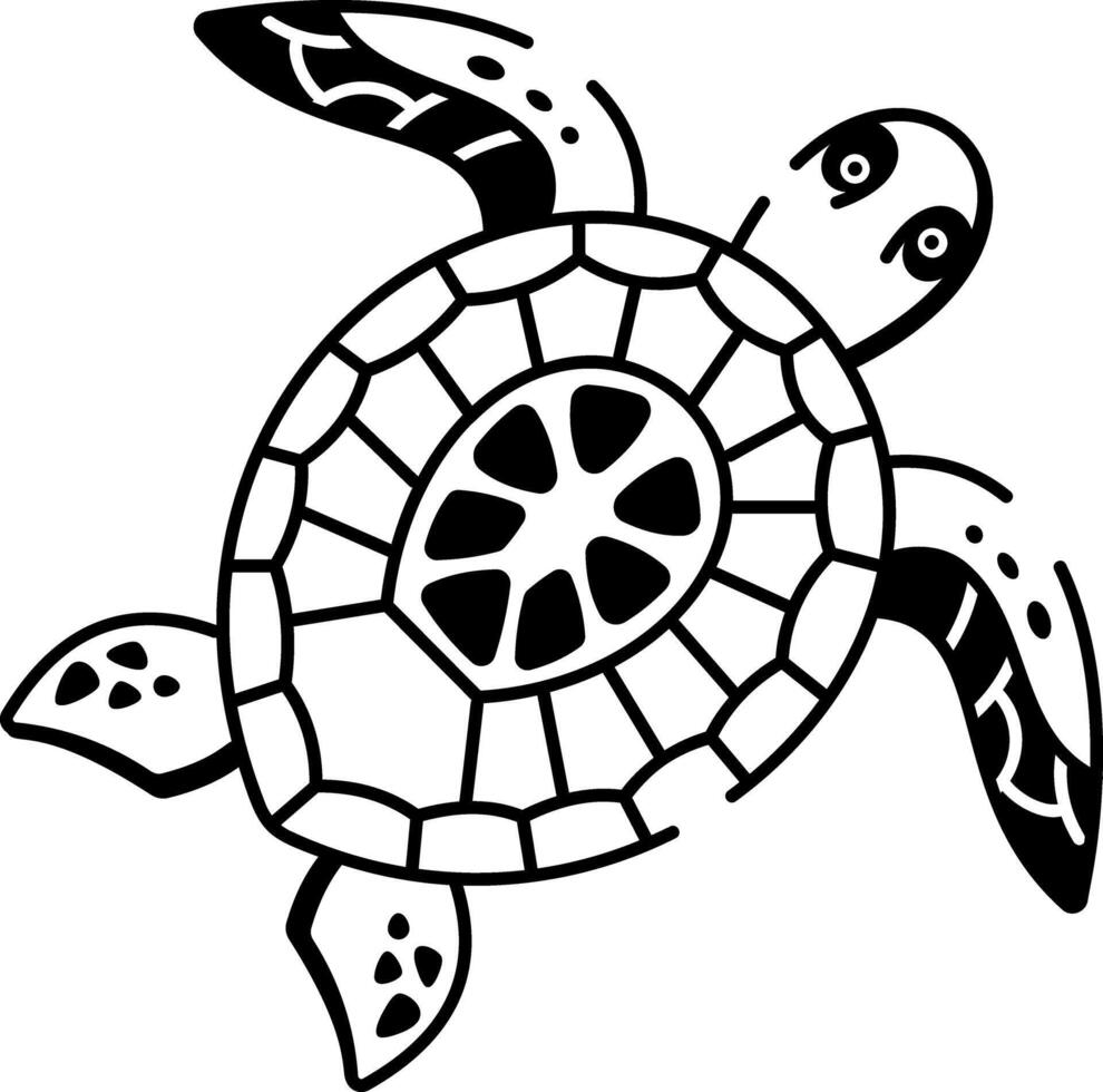 A doodle style icon of sea turtle tattoo vector