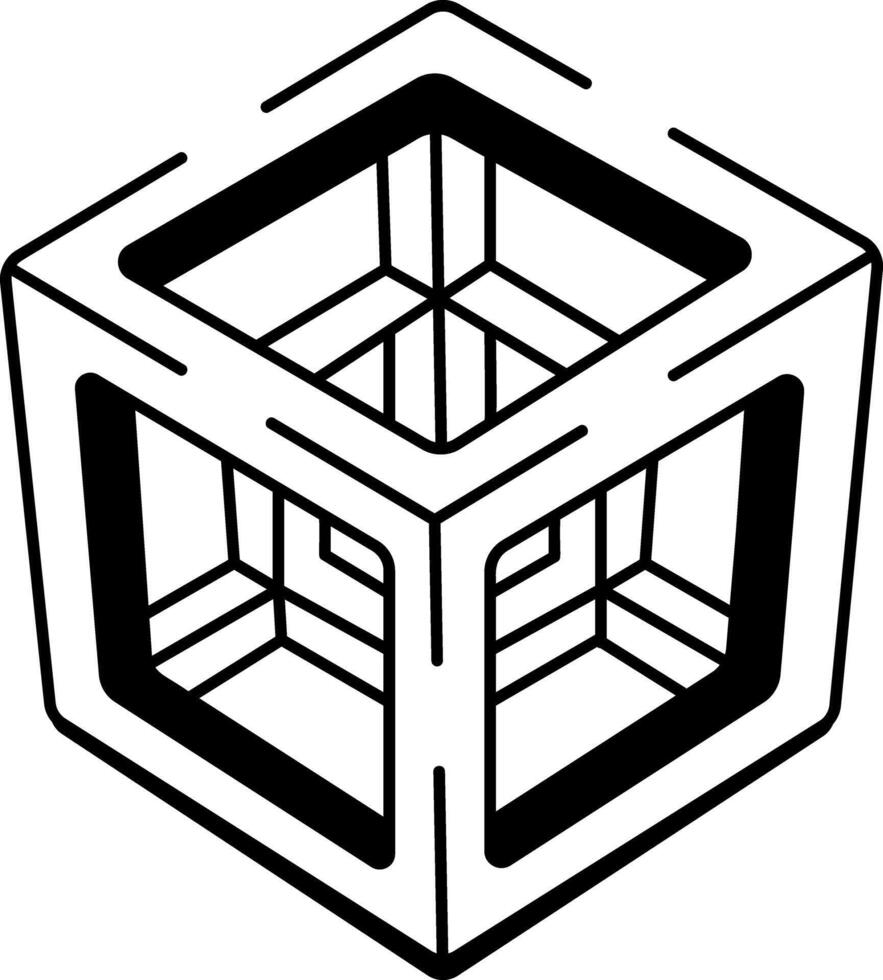 A hand drawn style icon of illusion cube tattoo vector