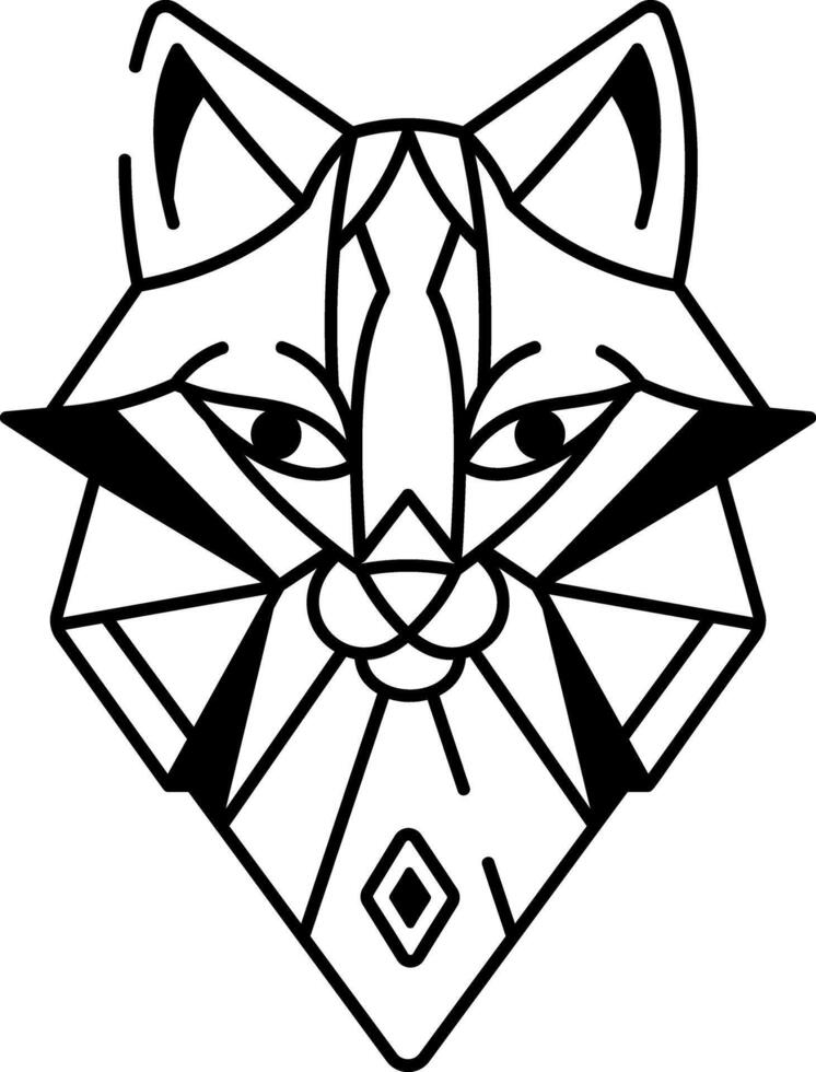 A sketchy style icon of geometric fox tattoo vector