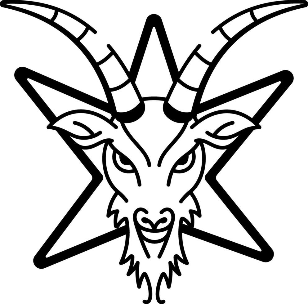 A sketchy style icon of baphomet tattoo vector