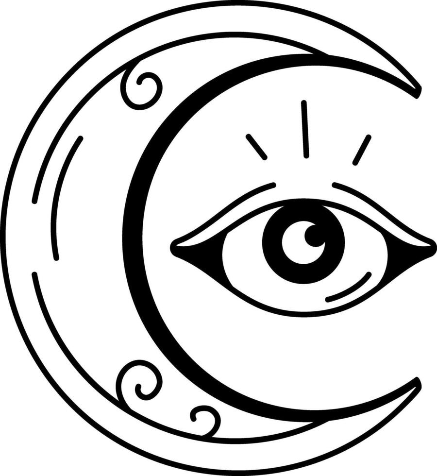 A doodle style icon of celestial eye tattoo vector