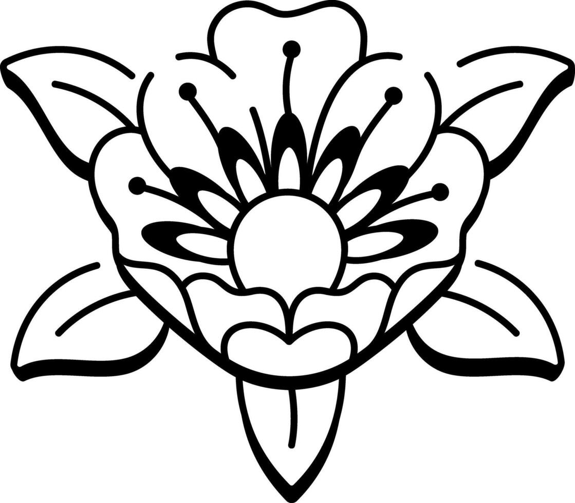 A glyph style icon of flower tattoo vector
