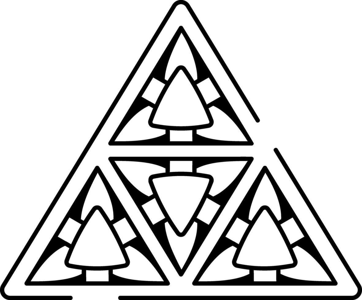 A glyph style icon of triangle mandala tattoo vector