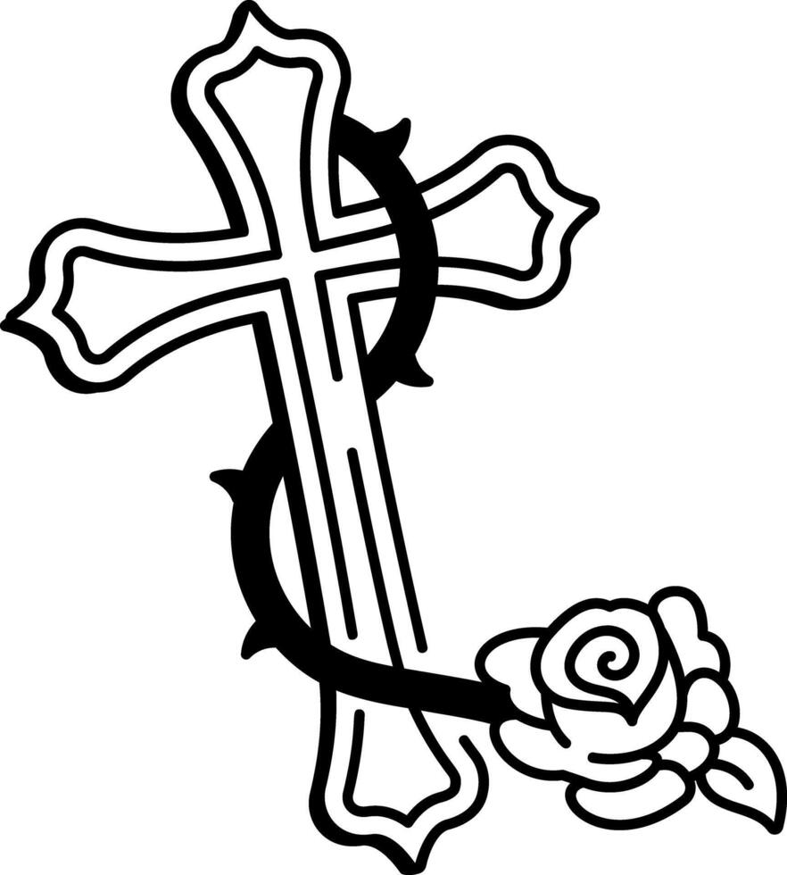 A doodle style icon of gothic cross tattoo vector