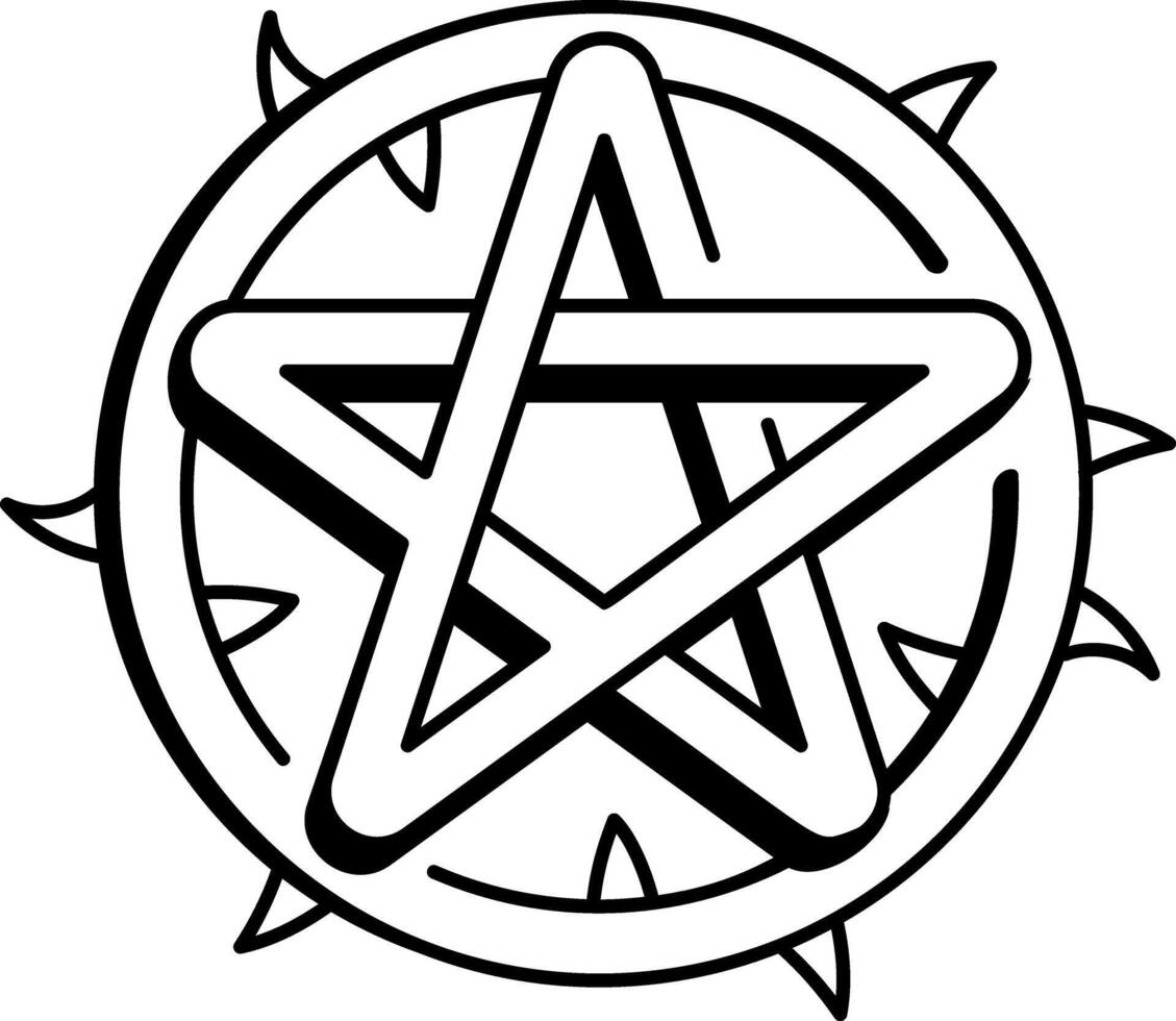 A hand drawn style icon of pentagram tattoo vector