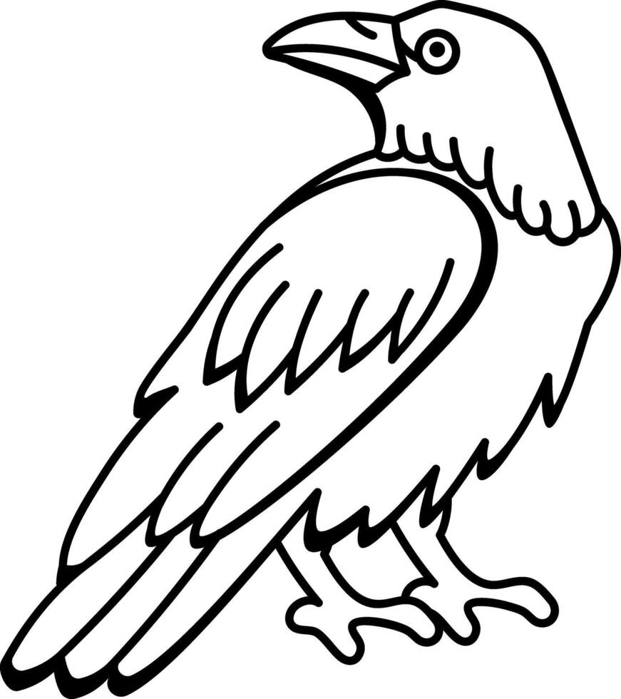 A hand drawn style icon of raven tattoo vector