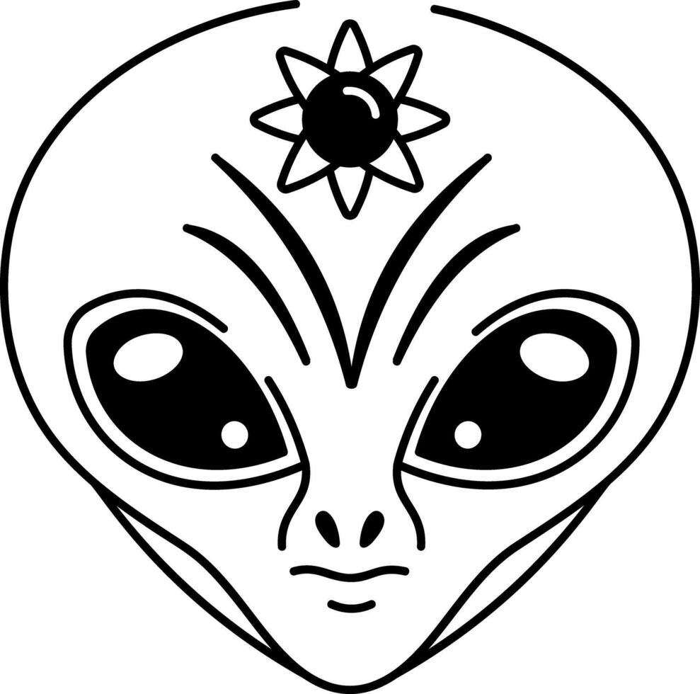 A hand drawn style icon of alien tattoo vector
