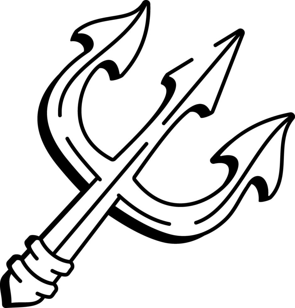 A sketchy style icon of trident tattoo vector