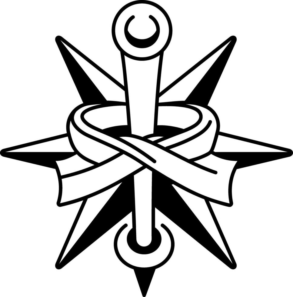 A sketchy style icon of star cross tattoo vector