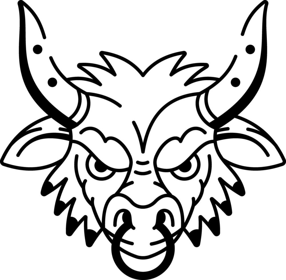 A sketchy style icon of minotaur head tattoo vector