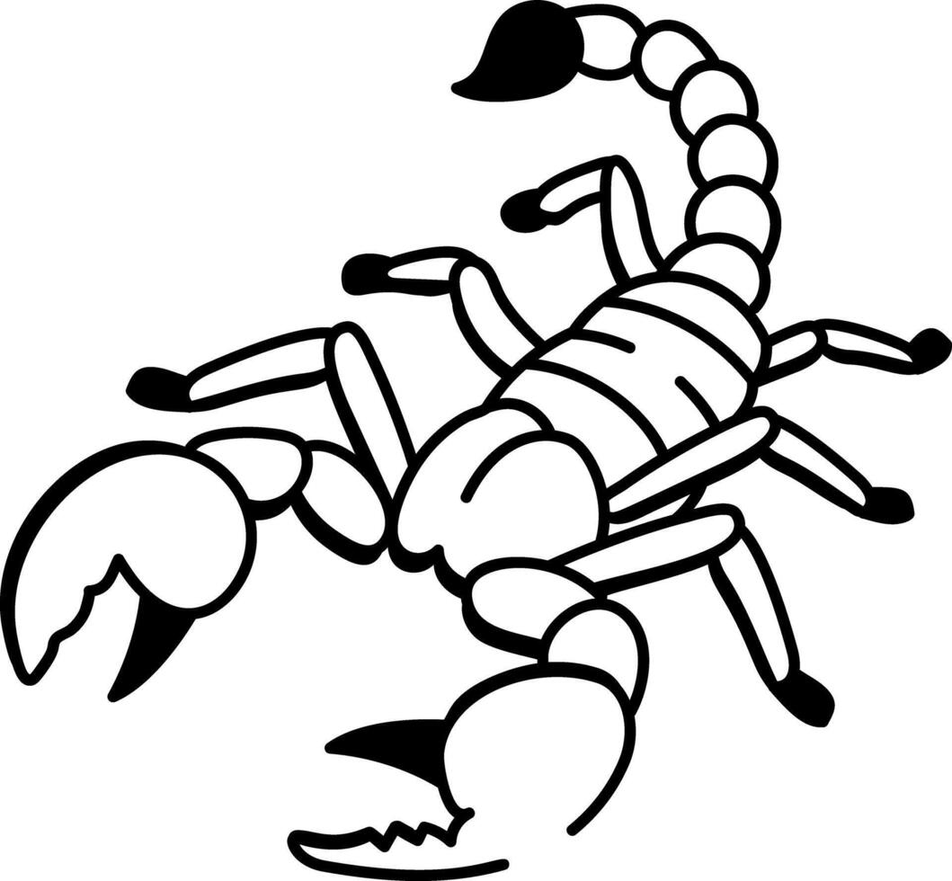 A doodle style icon of scorpion tattoo vector