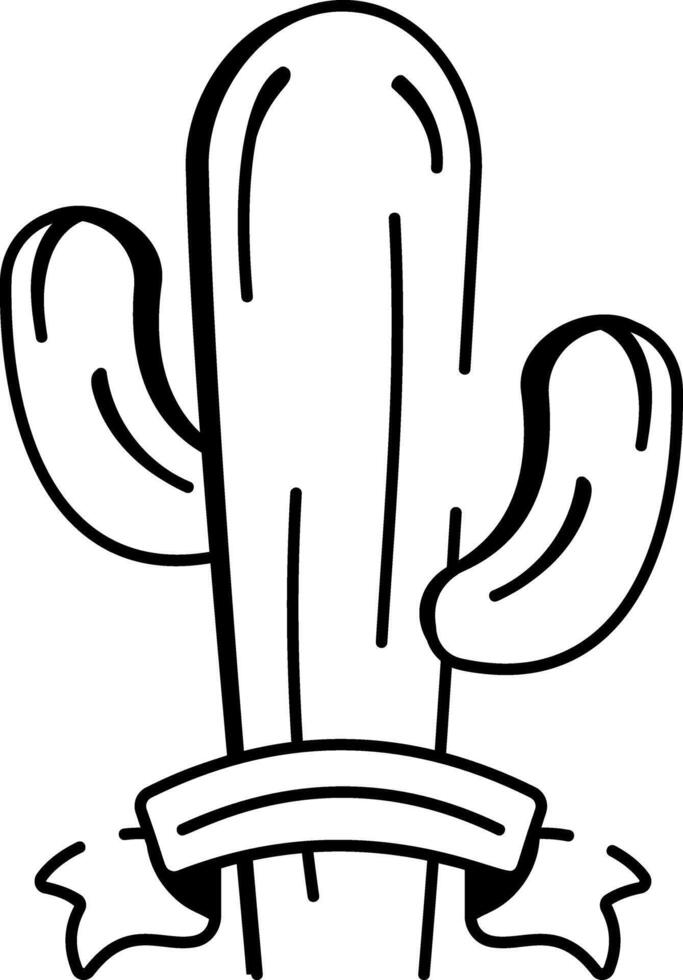 A hand drawn style icon of cactus tattoo vector