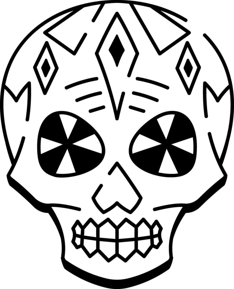 A doodle style icon of geometric skull tattoo vector