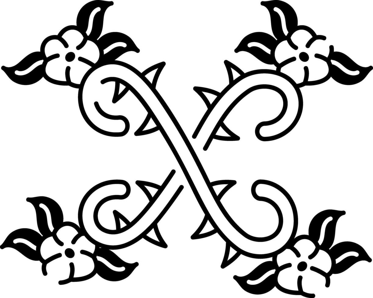 A hand drawn style icon of ivy vines tattoo vector