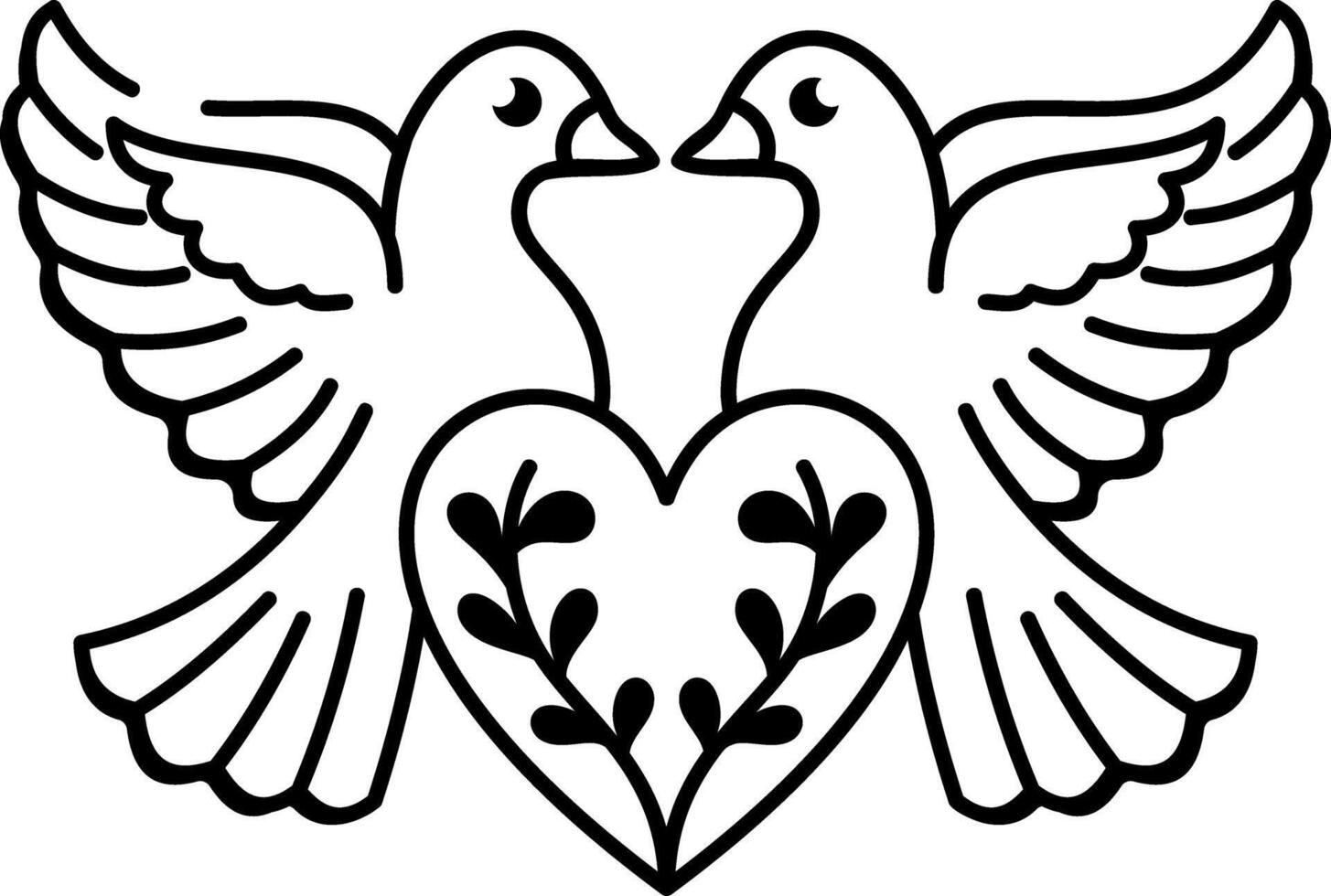 A hand drawn style icon of love birds tattoo vector