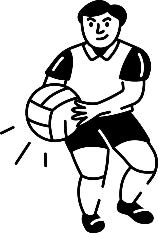 Sketchy style icon of a person playing gaelic football vector