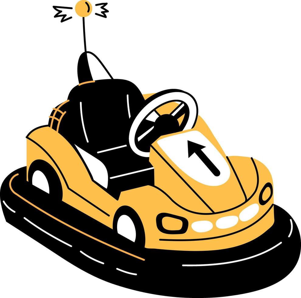 A hand drawn style illustration of a bumper car vector