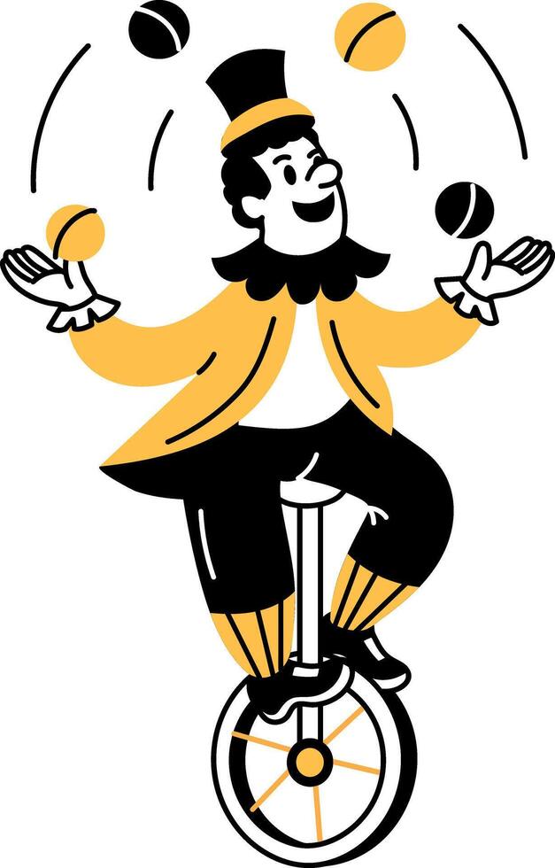 A hand drawn style illustration of a circus performer vector