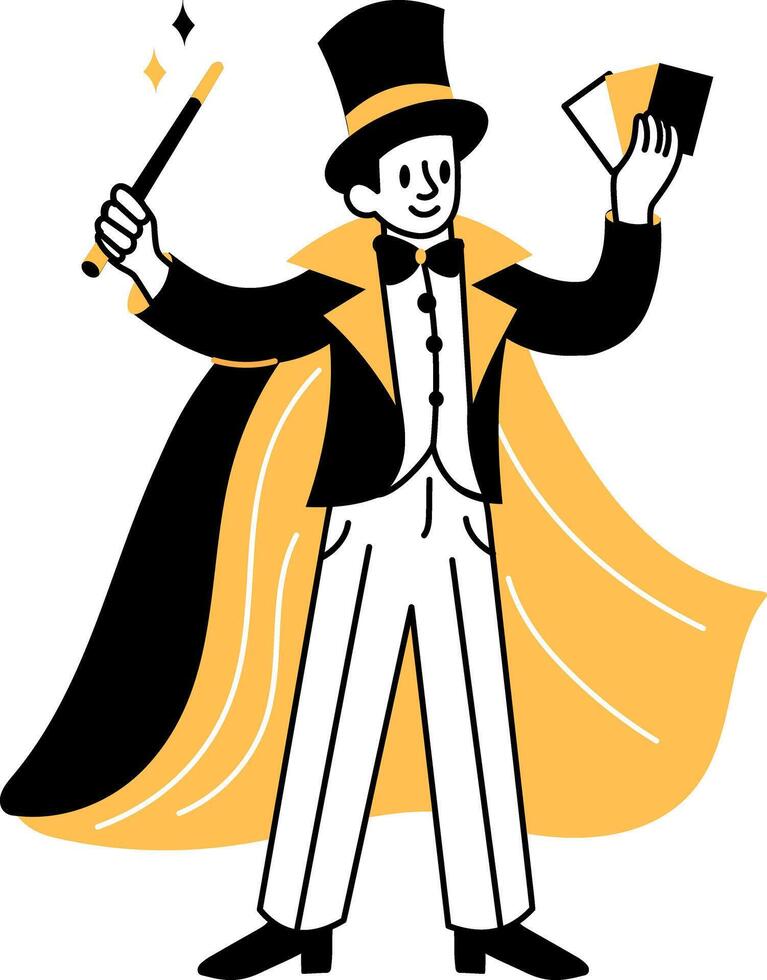 A hand drawn style illustration of a magician vector