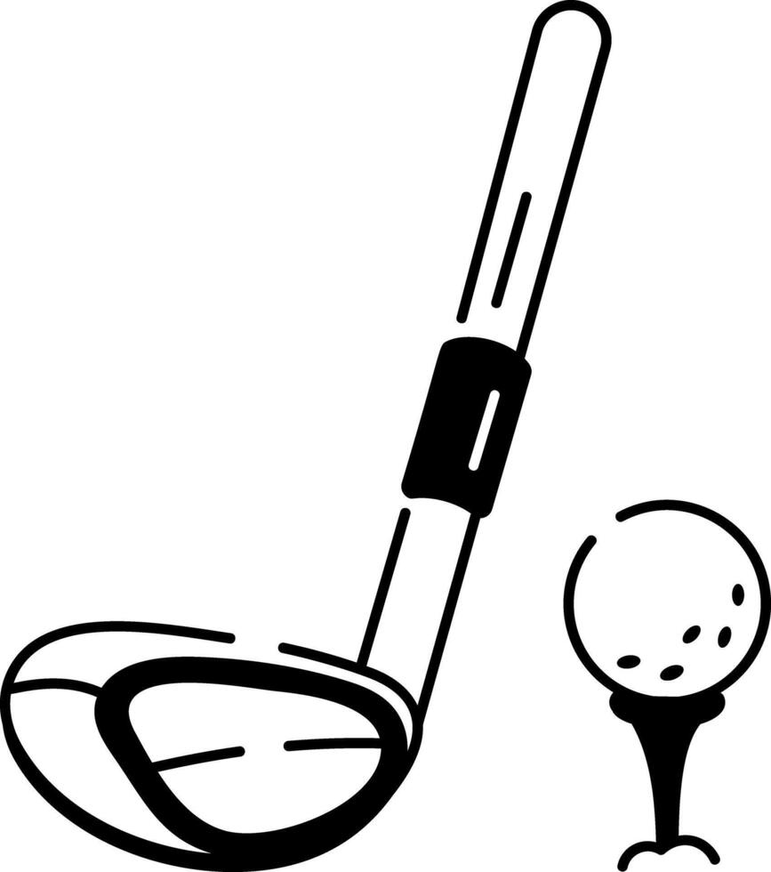 Sketchy style icon of golf stick with a ball vector