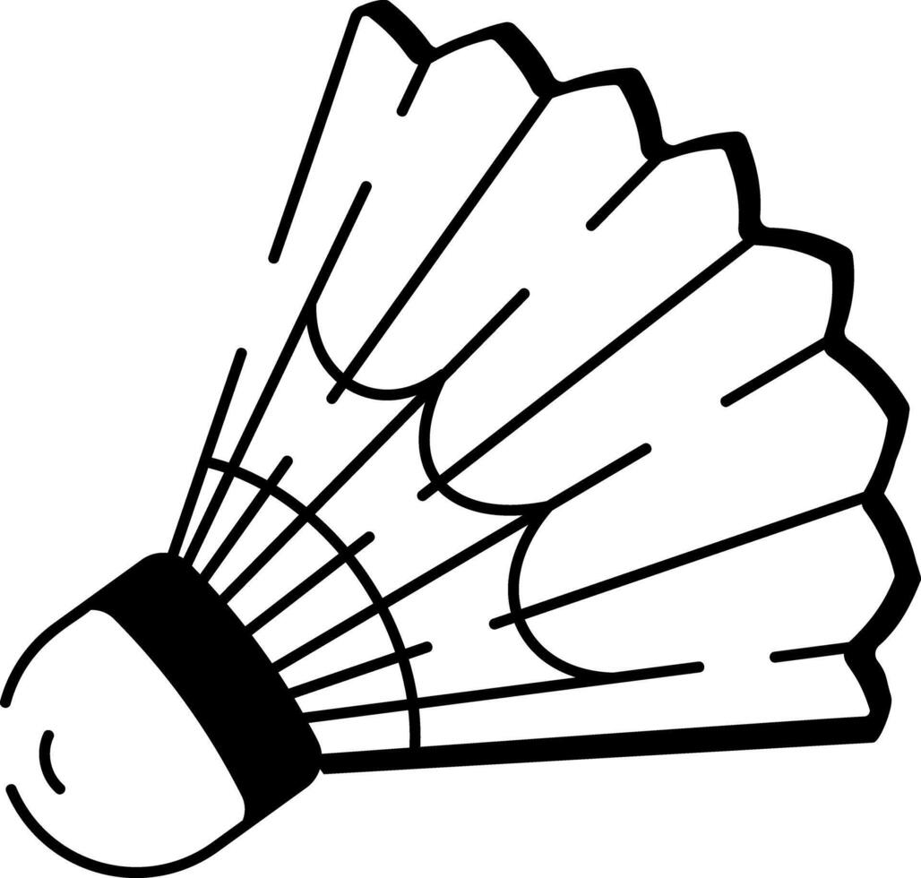 A doodle style icon of a shuttlecock vector