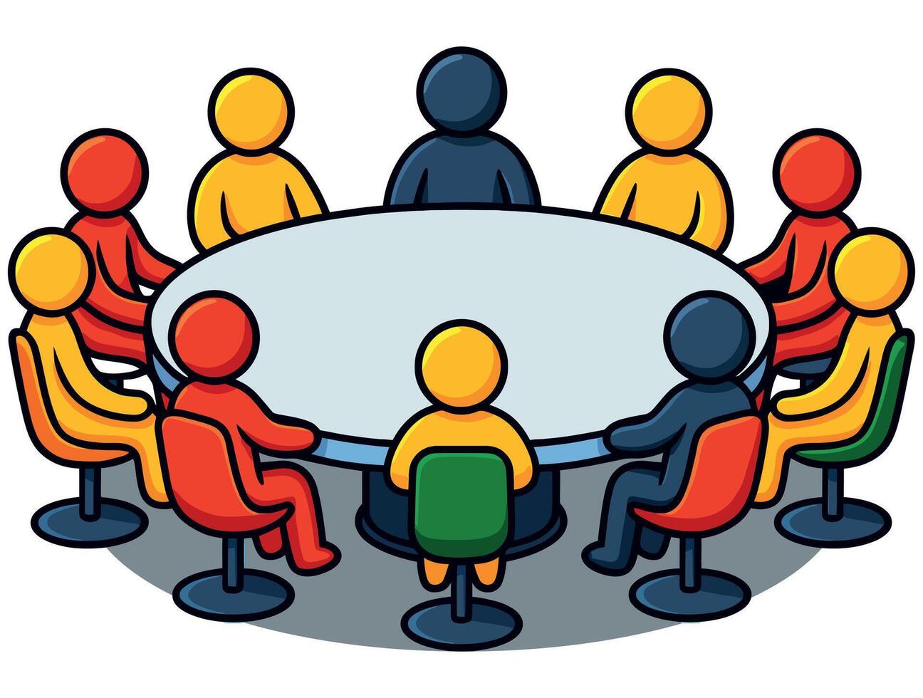 Illustration of Team Meeting Around Round Table vector
