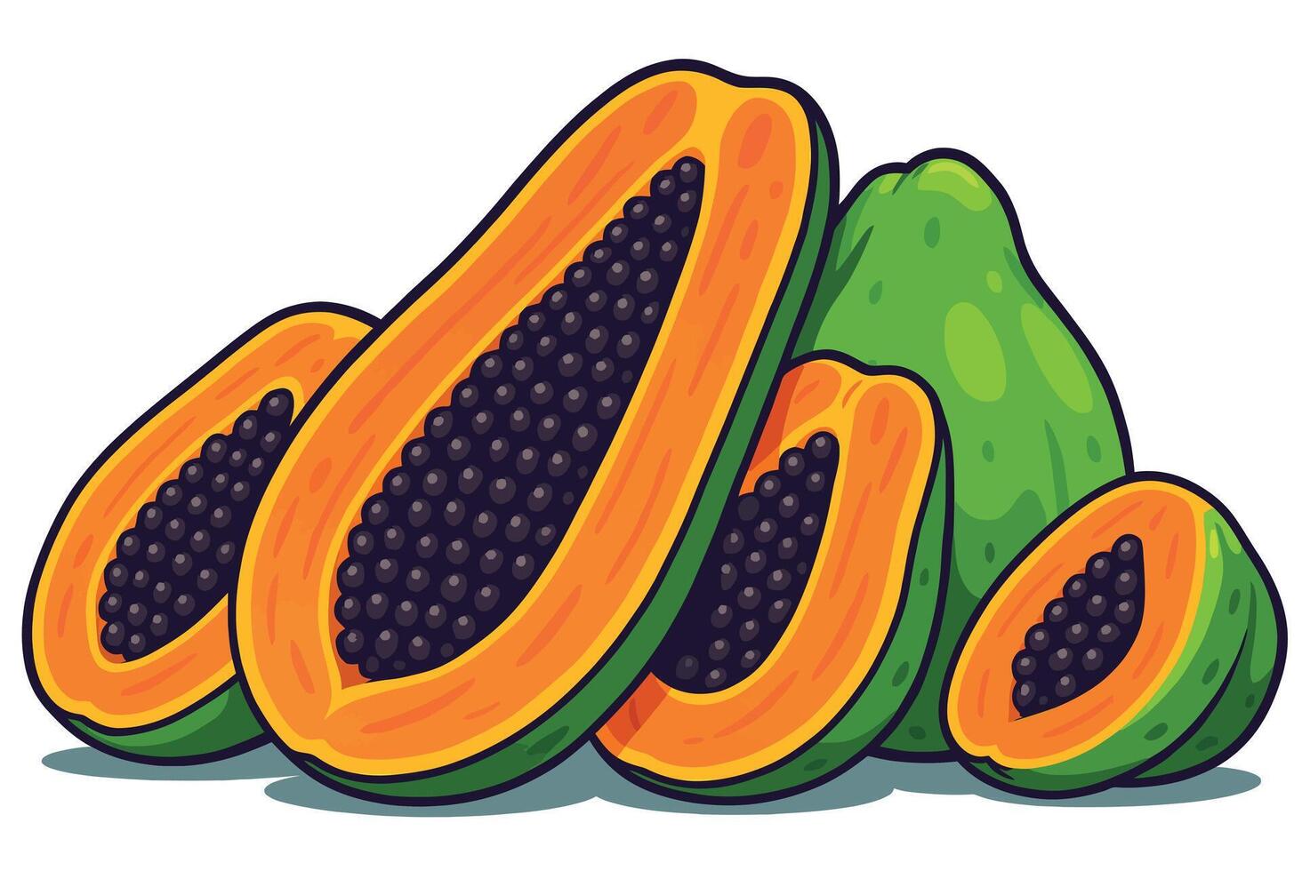 Cartoon Illustration of Papayas vector