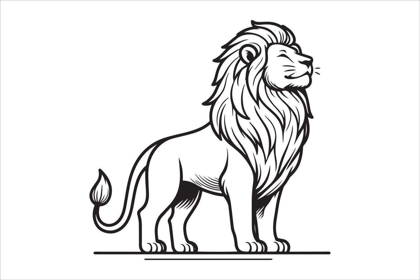 Outline Lion Portrait Strong and Majestic vector