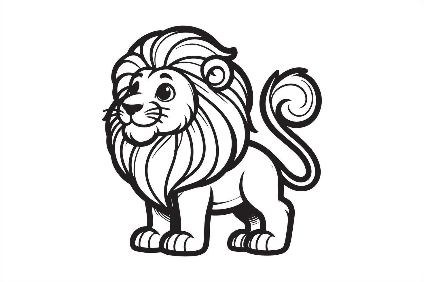 Lion Graphic Outline Hand-Drawn Wildlife Art vector