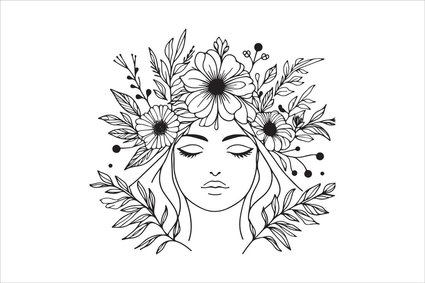 Abstract One Line Drawing of Womans Face vector