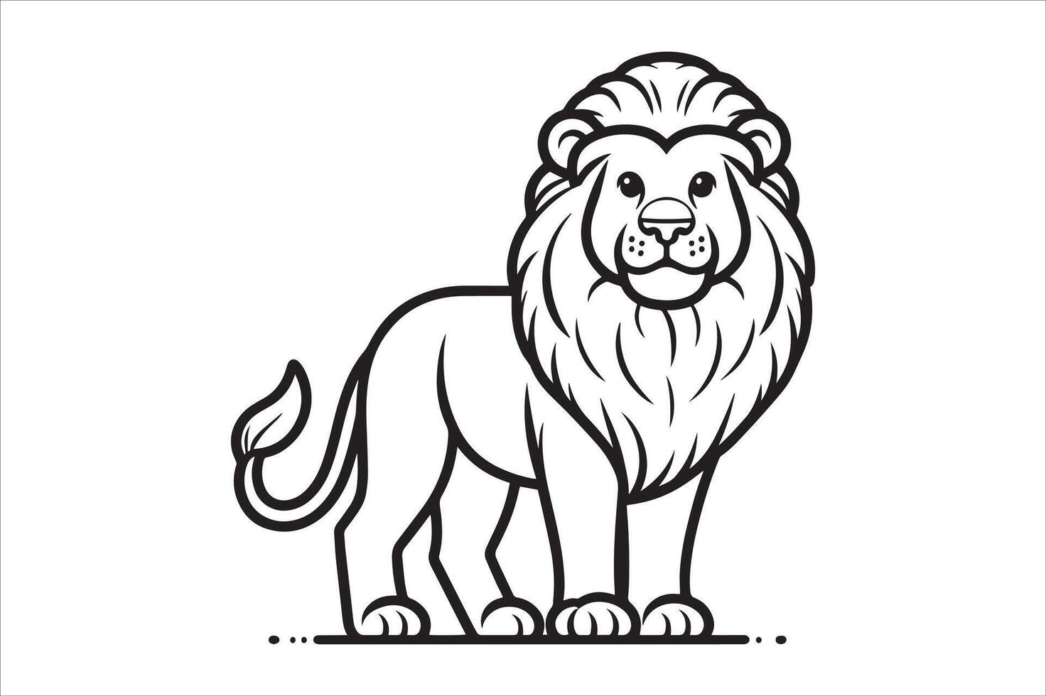 Lion Standing Pose Bold Outline Drawing vector