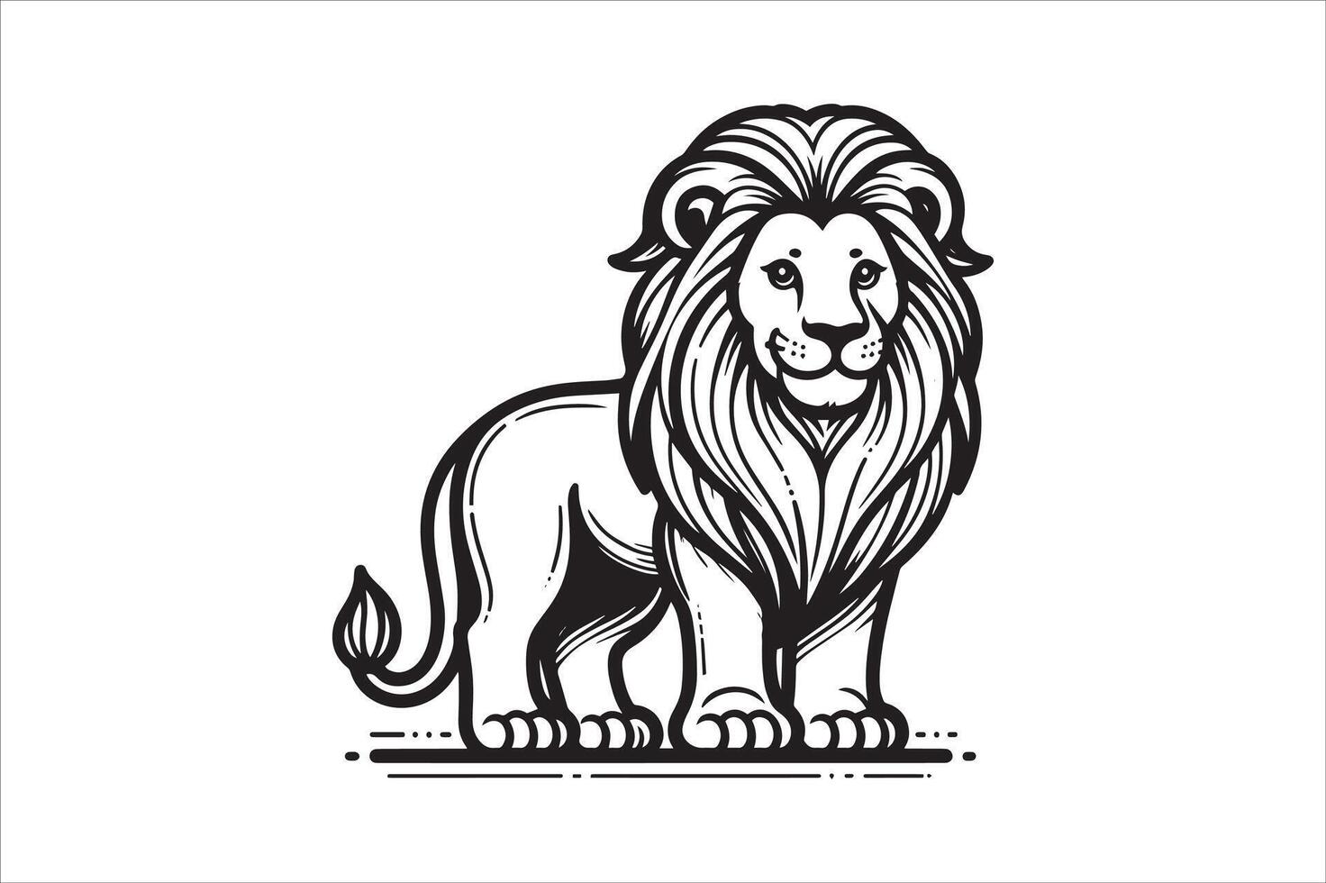 Roaring Lion Sketch Bold Line Animal Art vector
