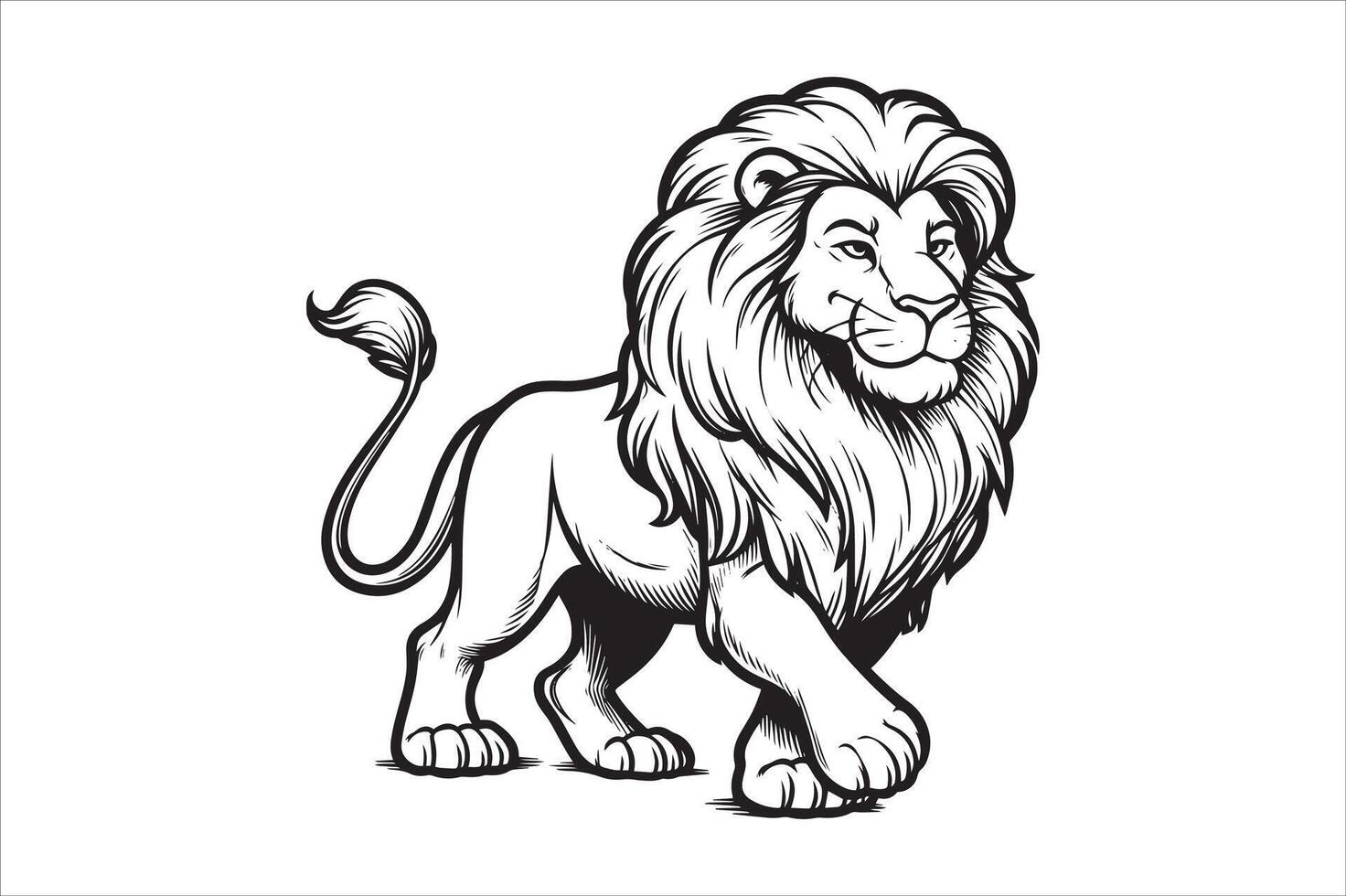 Cartoon Lion Outline Drawing Wildlife Animal Sketch vector